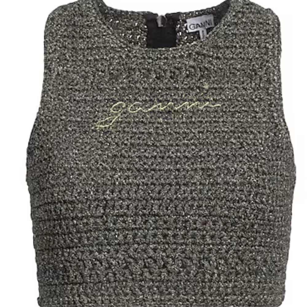Ganni Gray Cropped Top
